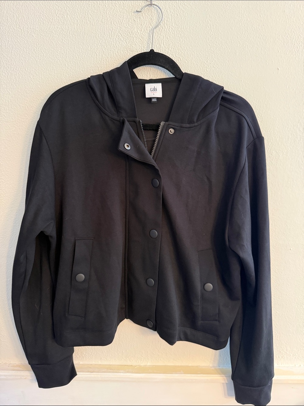 CAbi Black Hooded Bomber Jacket